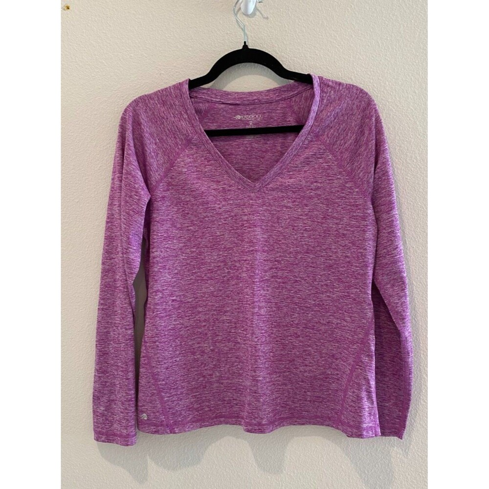 Ideology Space Dye V-Neck Athletic Top Purple Heathered Workout Shirt Medium